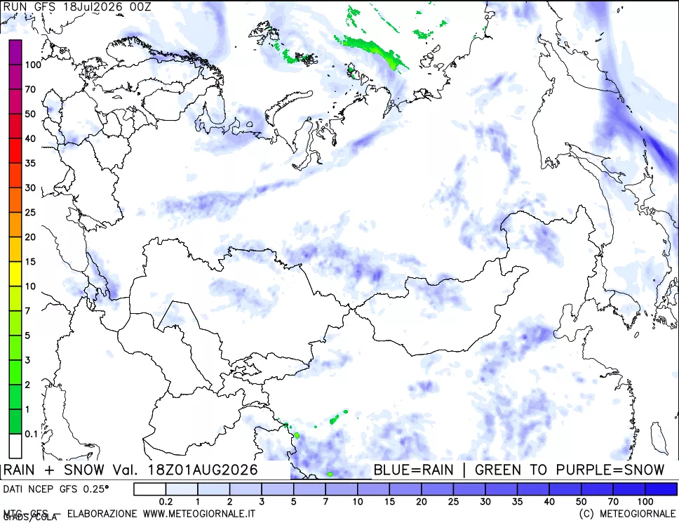 mappa Precipitazioni totali e nevose