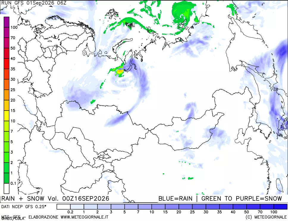 mappa Precipitazioni totali e nevose