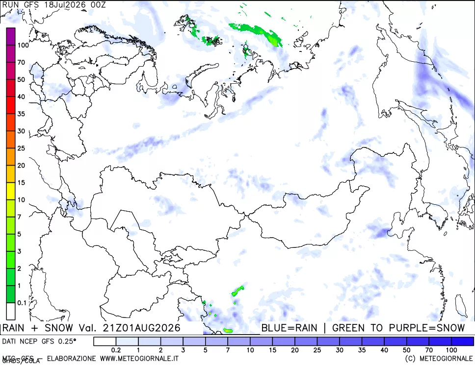 mappa Precipitazioni totali e nevose