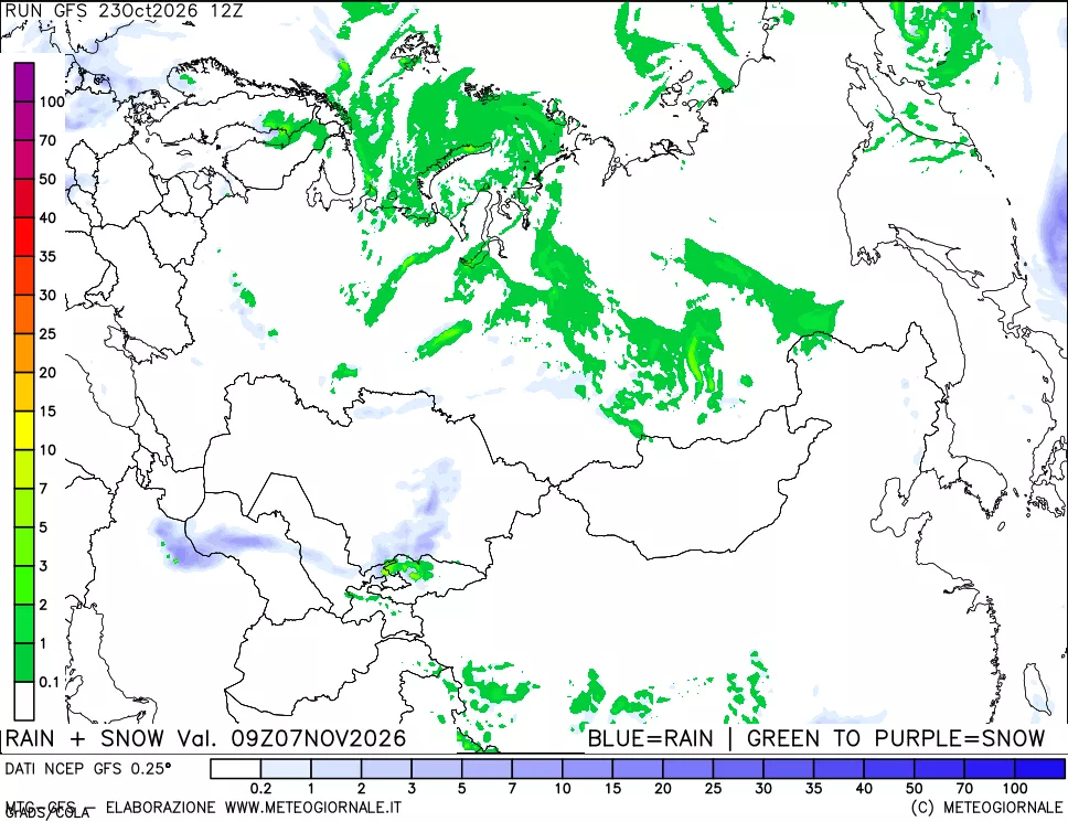 mappa Precipitazioni totali e nevose