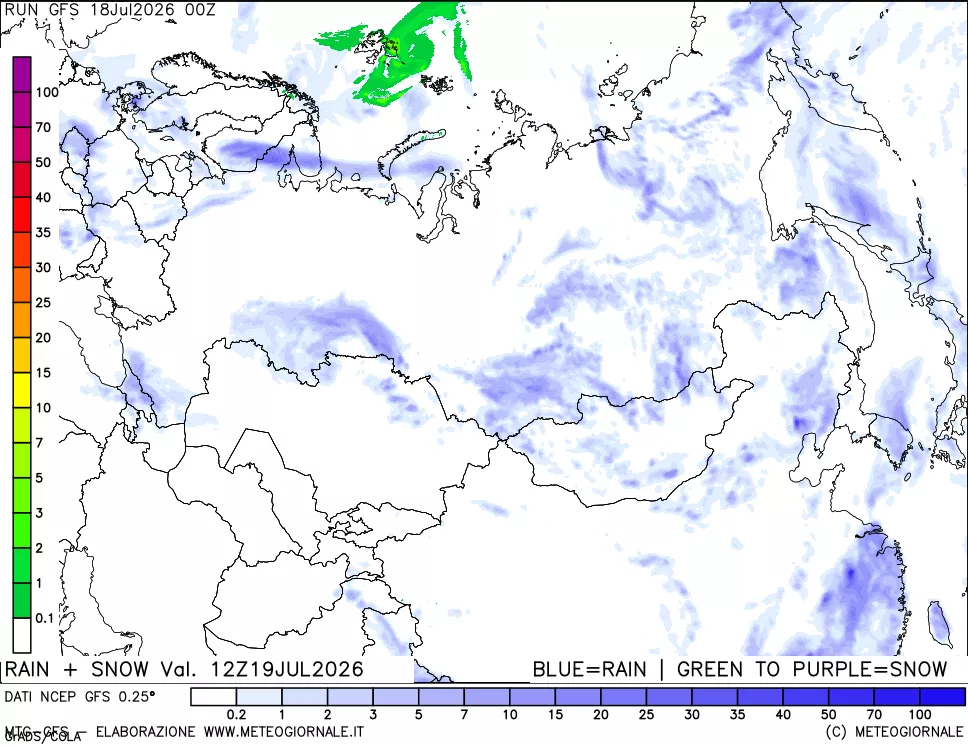 mappa Precipitazioni totali e nevose