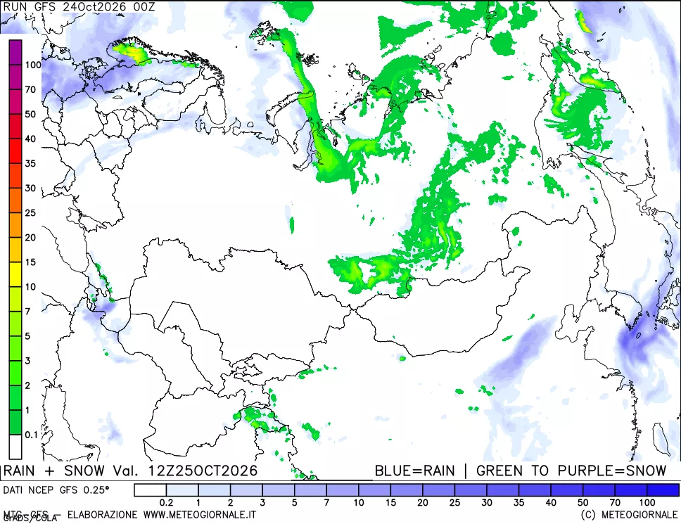 mappa Precipitazioni totali e nevose