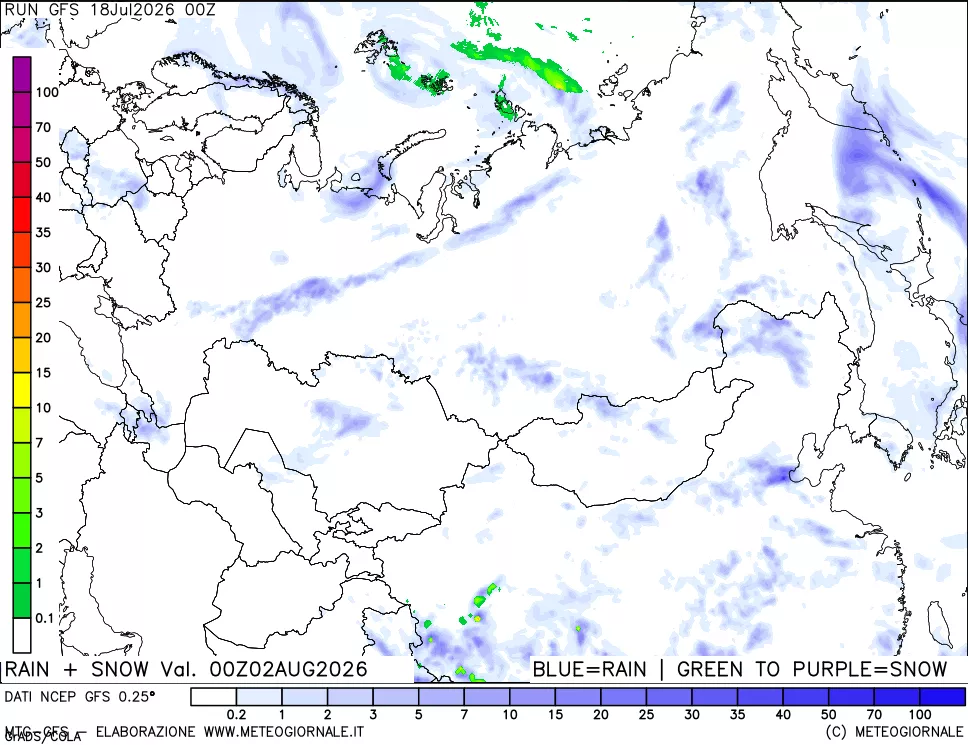 mappa Precipitazioni totali e nevose