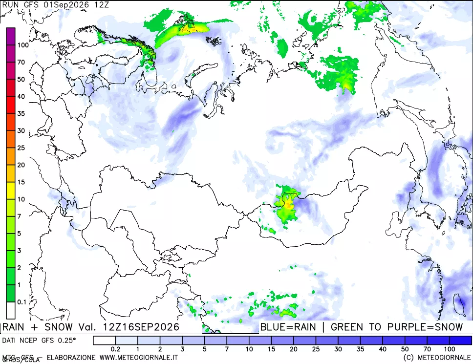 mappa Precipitazioni totali e nevose