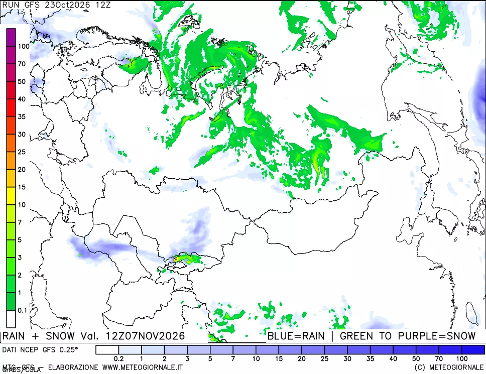 mappa Precipitazioni totali e nevose
