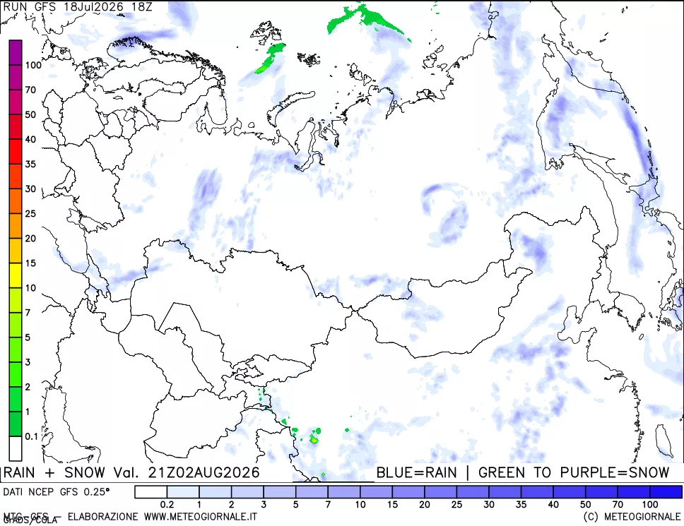 mappa Precipitazioni totali e nevose