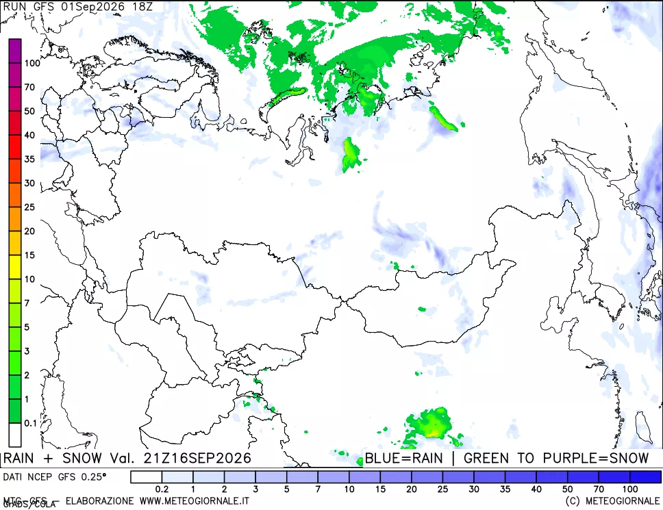 mappa Precipitazioni totali e nevose