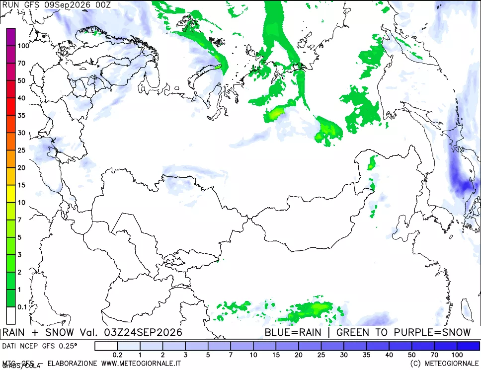 mappa Precipitazioni totali e nevose