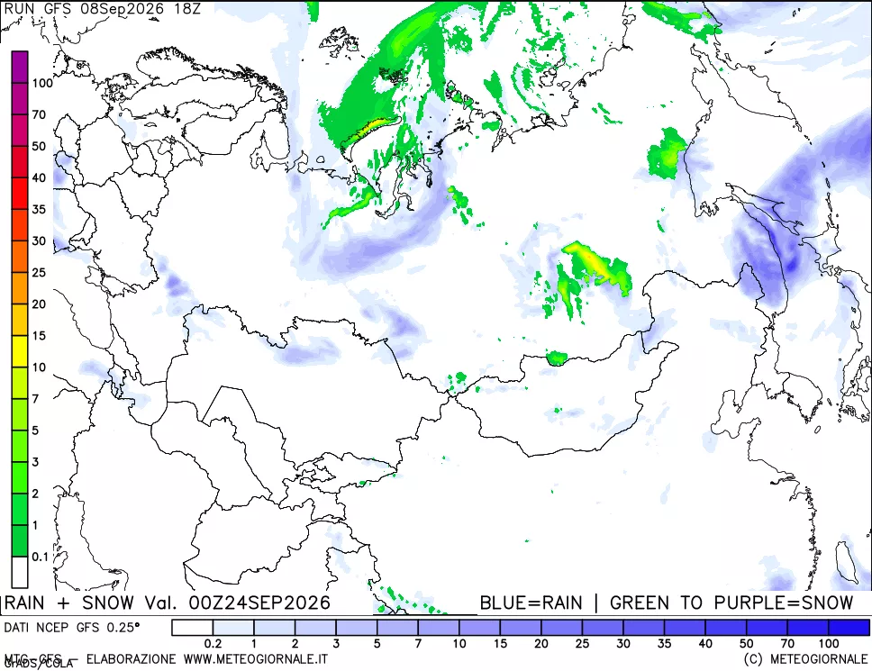 mappa Precipitazioni totali e nevose
