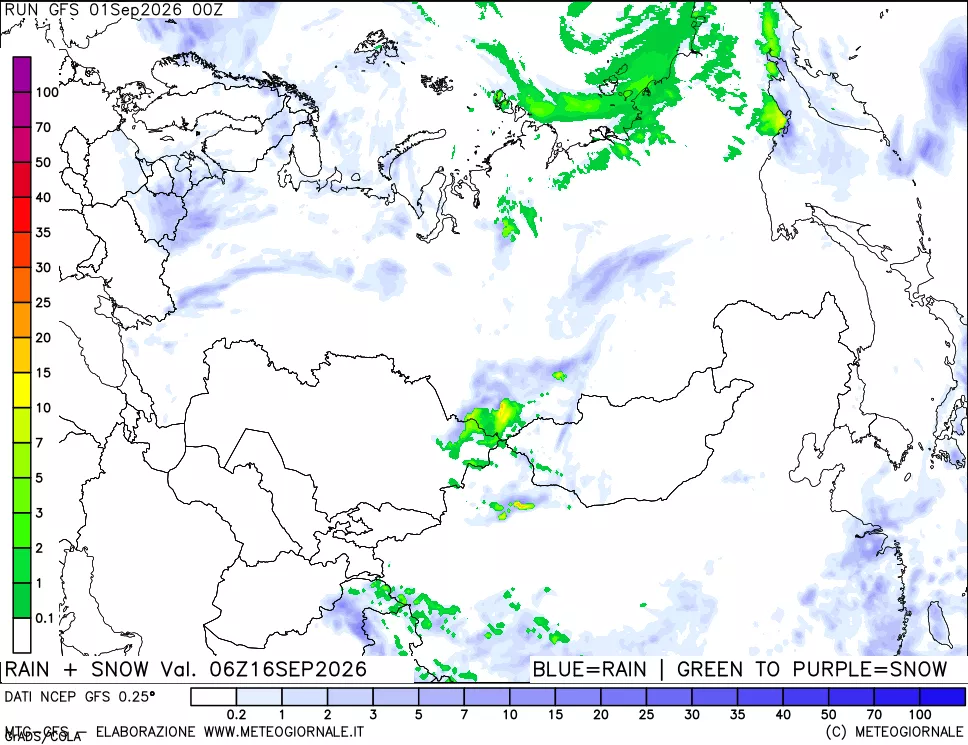 mappa Precipitazioni totali e nevose