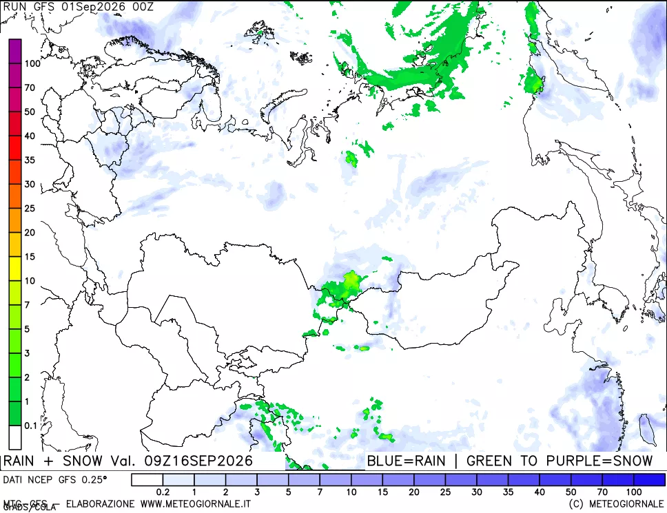 mappa Precipitazioni totali e nevose
