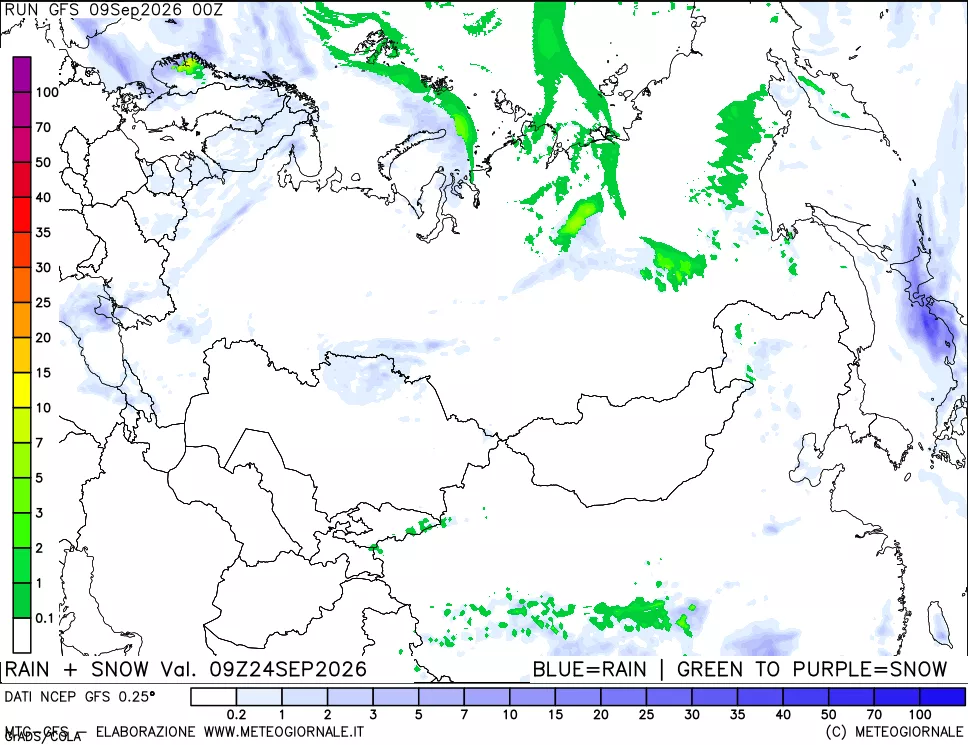 mappa Precipitazioni totali e nevose