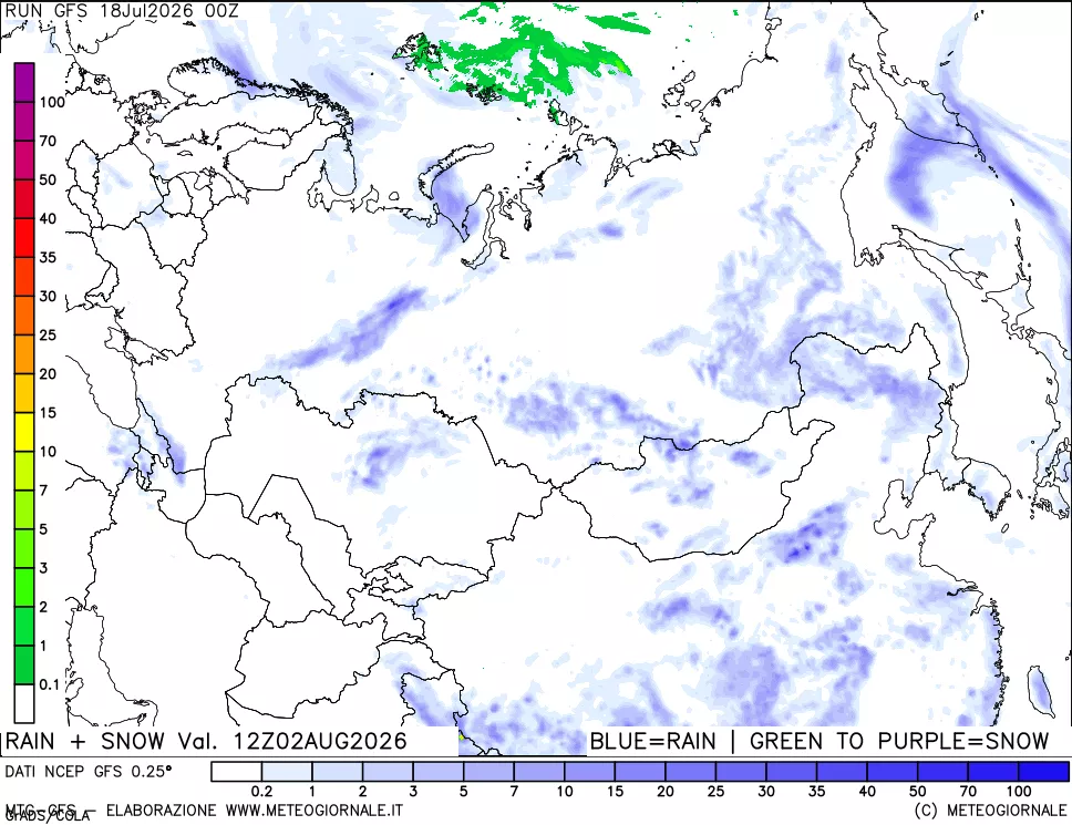 mappa Precipitazioni totali e nevose
