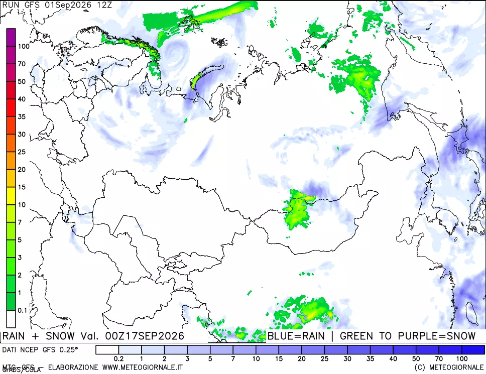 mappa Precipitazioni totali e nevose