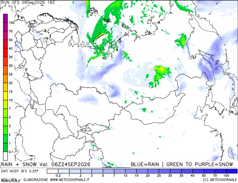 mappa Precipitazioni totali e nevose