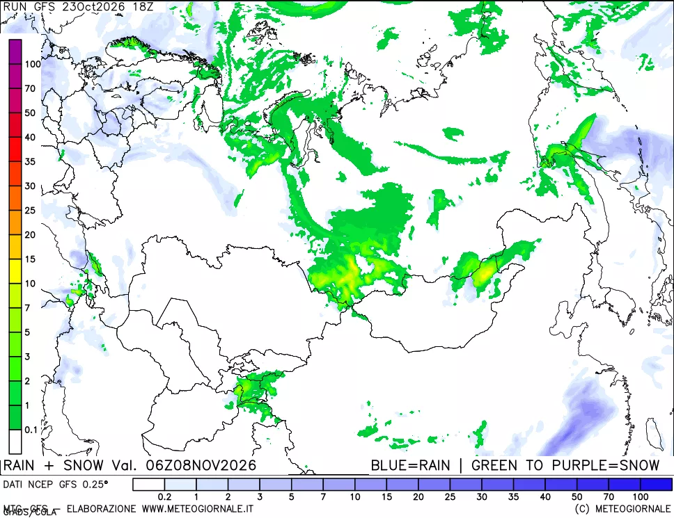 mappa Precipitazioni totali e nevose