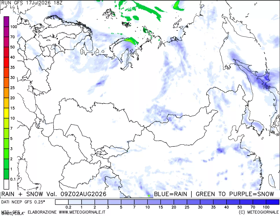 mappa Precipitazioni totali e nevose
