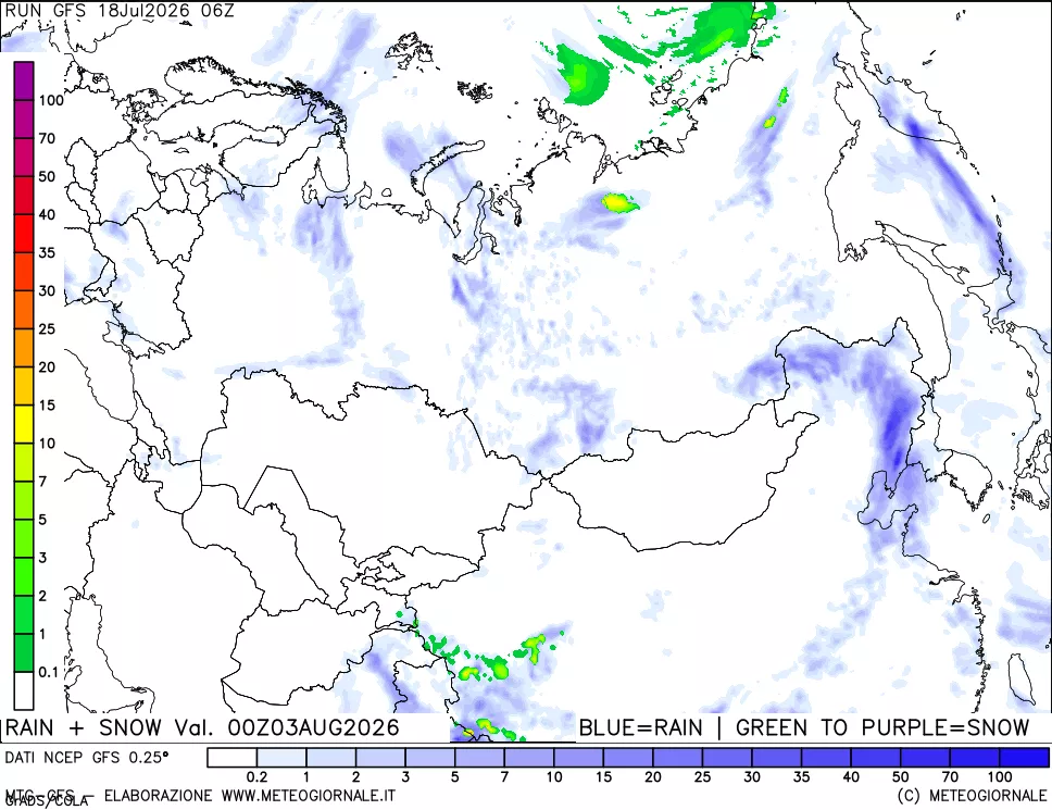 mappa Precipitazioni totali e nevose