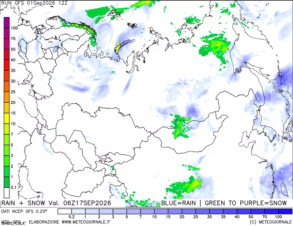 mappa Precipitazioni totali e nevose