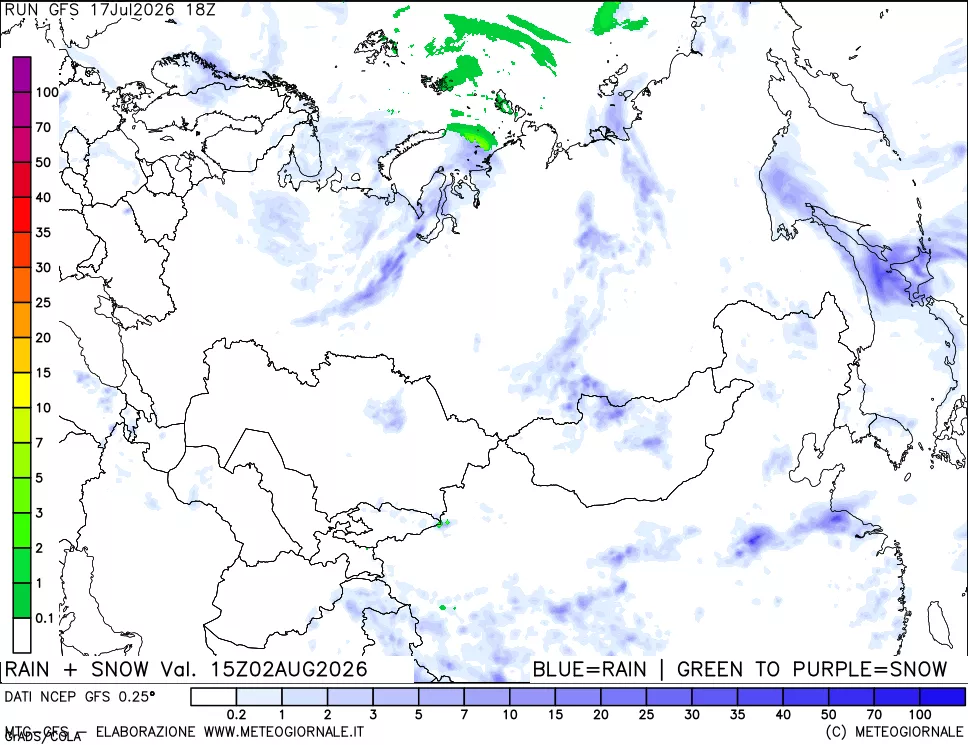 mappa Precipitazioni totali e nevose