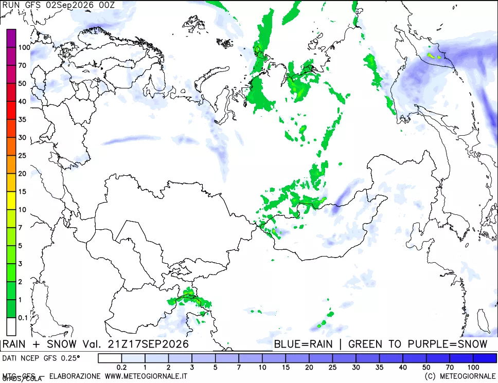 mappa Precipitazioni totali e nevose