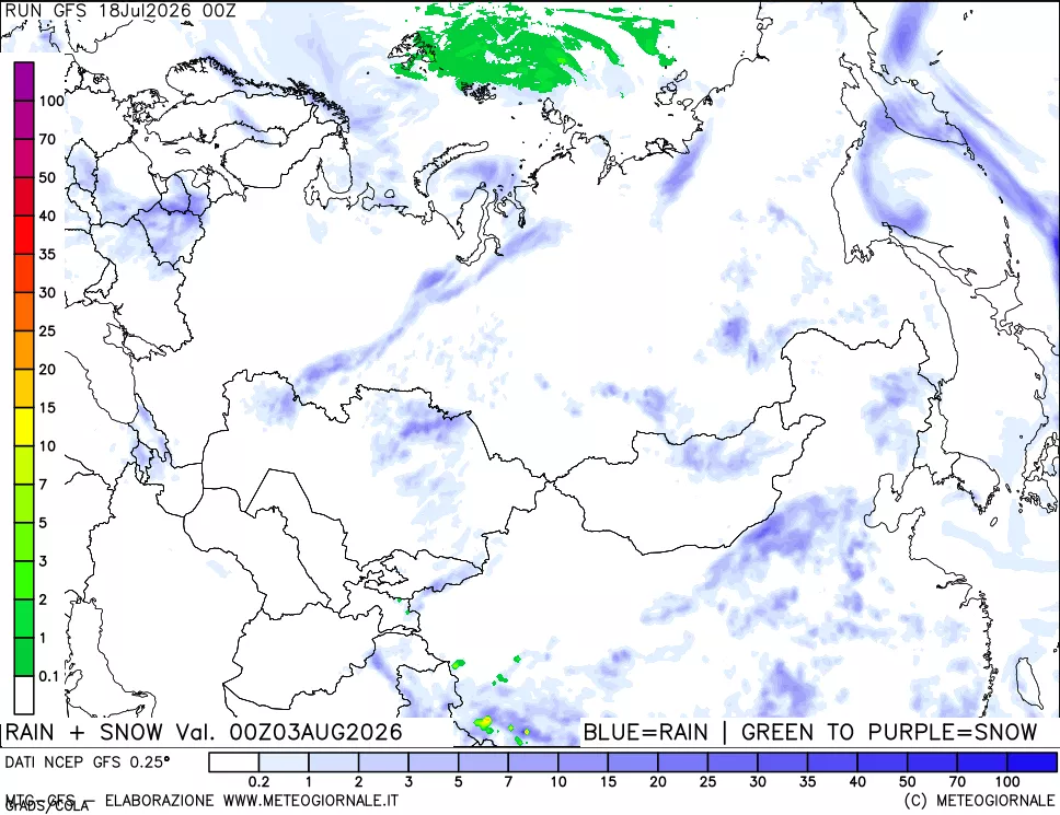 mappa Precipitazioni totali e nevose