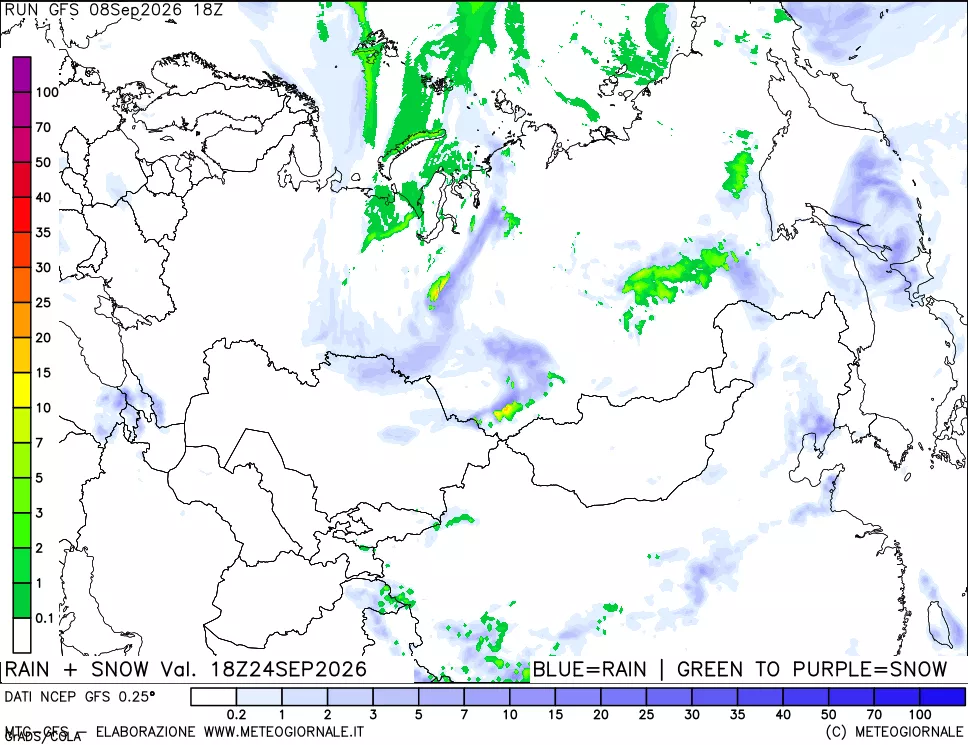 mappa Precipitazioni totali e nevose