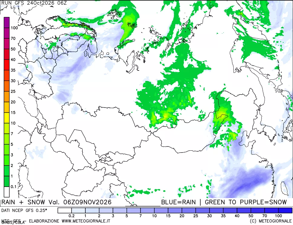 mappa Precipitazioni totali e nevose