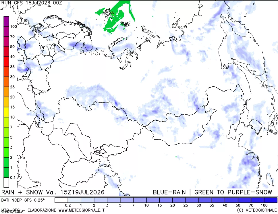 mappa Precipitazioni totali e nevose