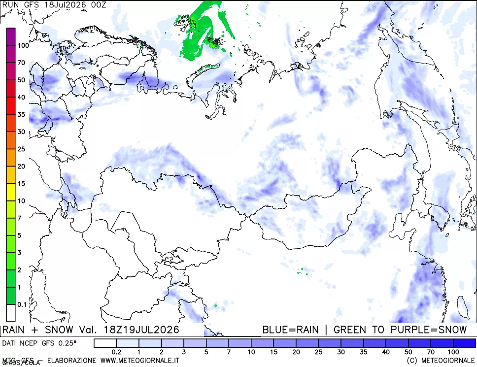 mappa Precipitazioni totali e nevose