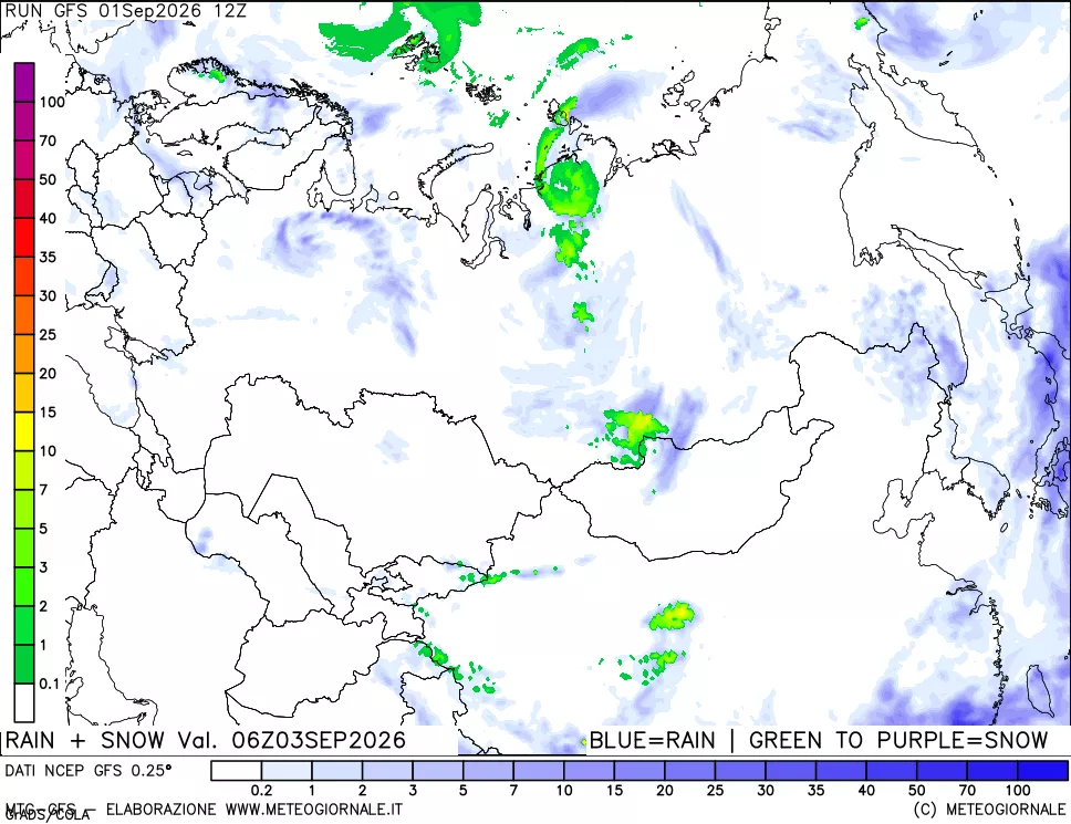 mappa Precipitazioni totali e nevose