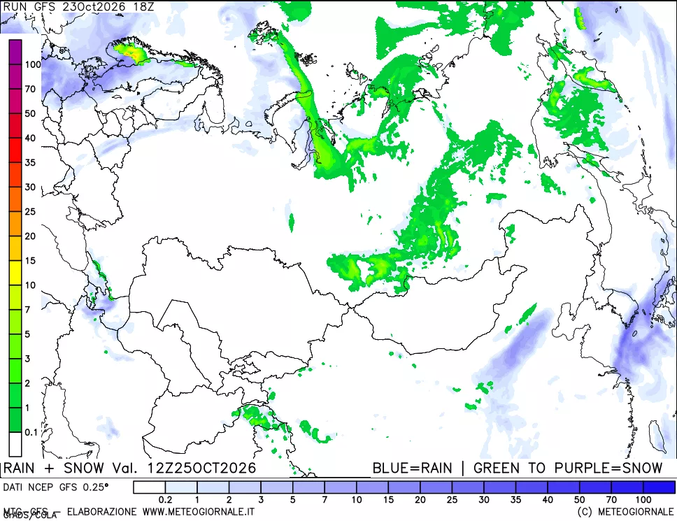 mappa Precipitazioni totali e nevose