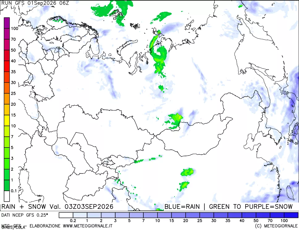 mappa Precipitazioni totali e nevose