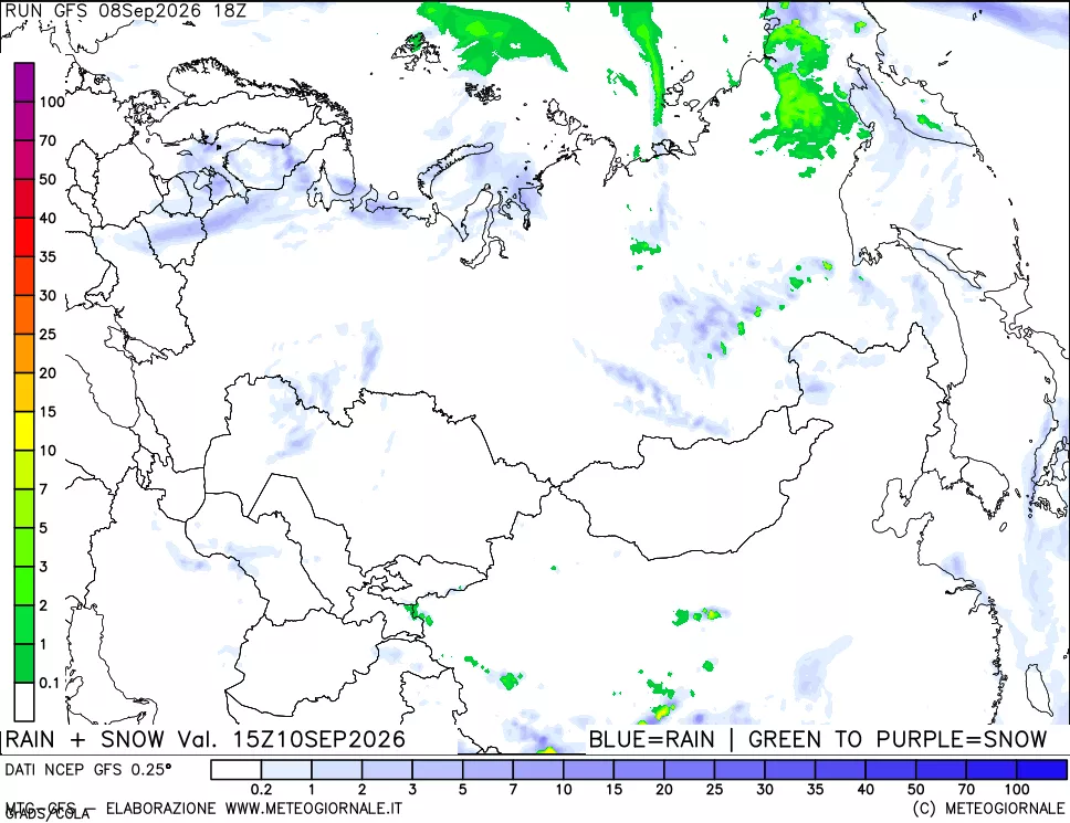 mappa Precipitazioni totali e nevose