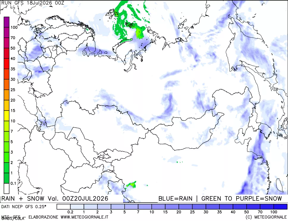 mappa Precipitazioni totali e nevose