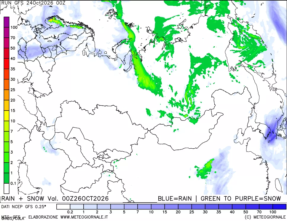 mappa Precipitazioni totali e nevose