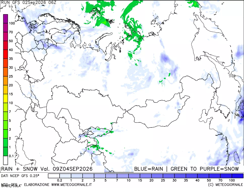 mappa Precipitazioni totali e nevose