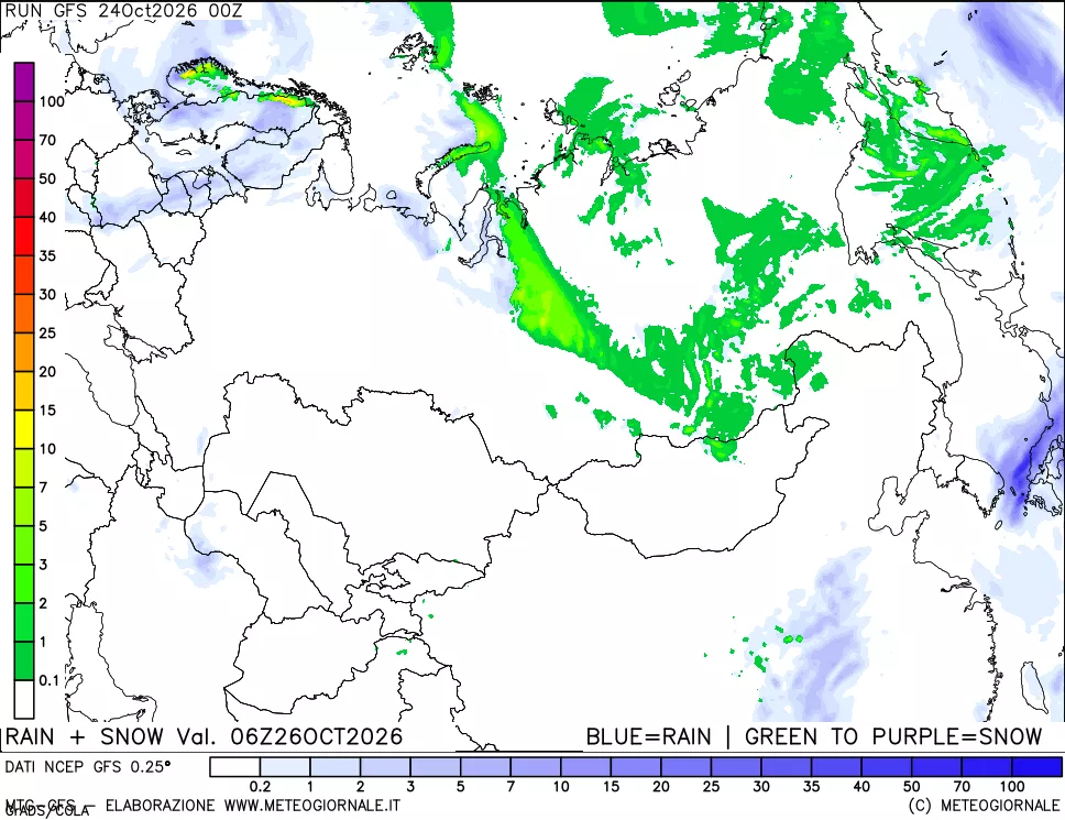 mappa Precipitazioni totali e nevose