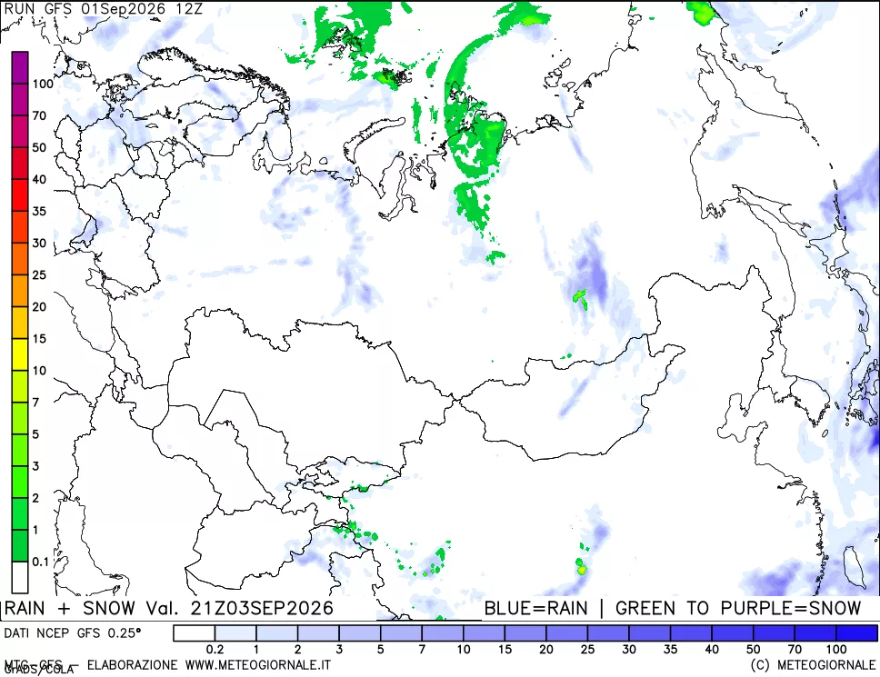 mappa Precipitazioni totali e nevose