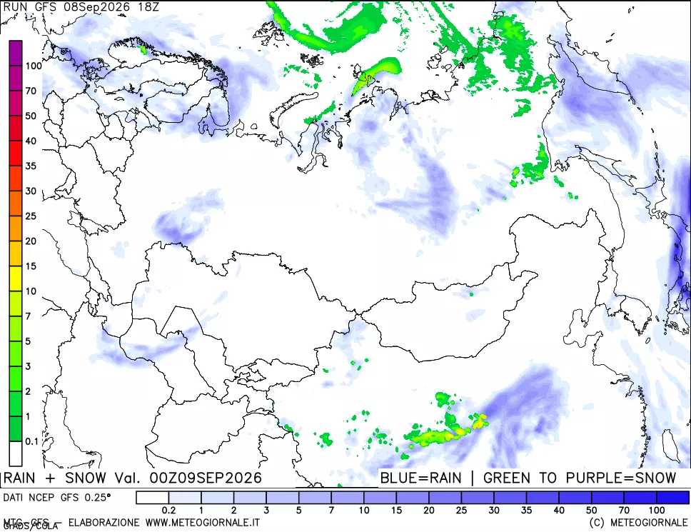 mappa Precipitazioni totali e nevose