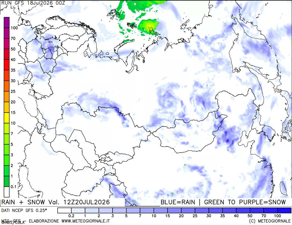 mappa Precipitazioni totali e nevose