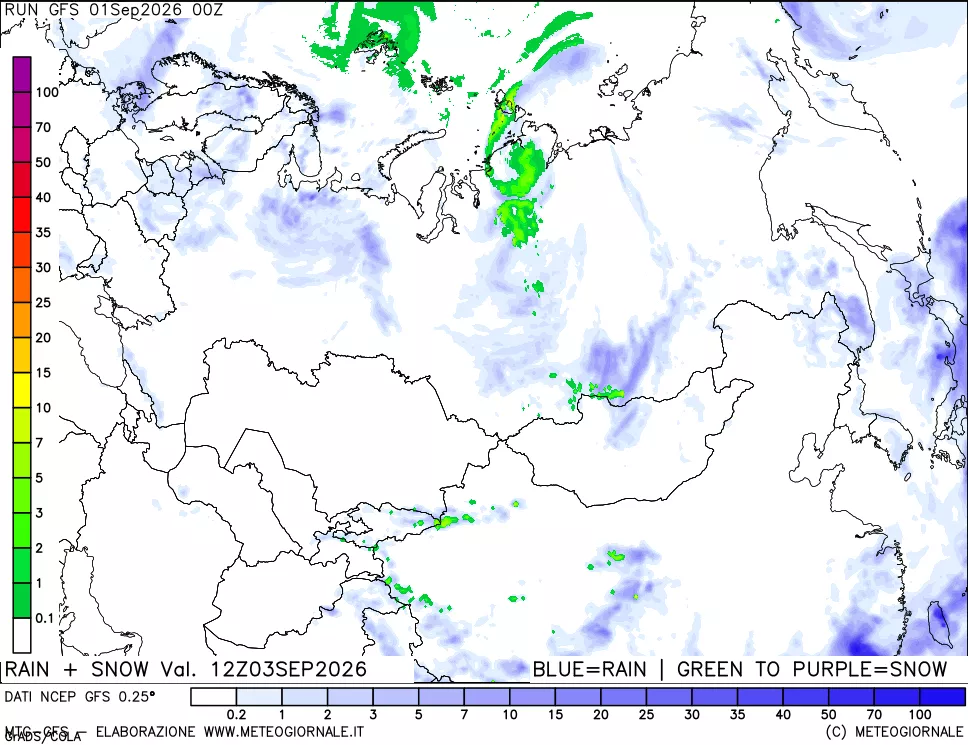 mappa Precipitazioni totali e nevose