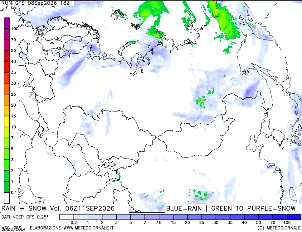 mappa Precipitazioni totali e nevose