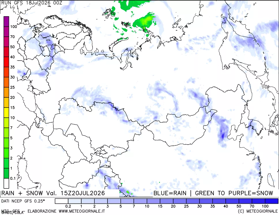 mappa Precipitazioni totali e nevose