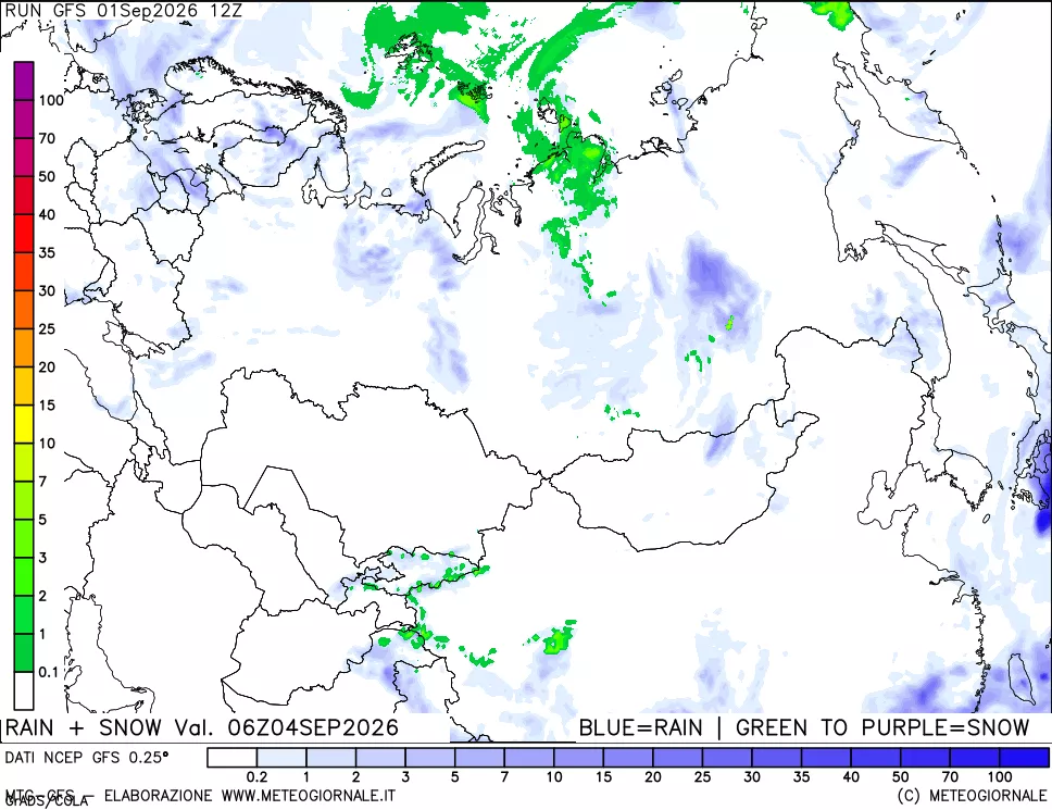 mappa Precipitazioni totali e nevose