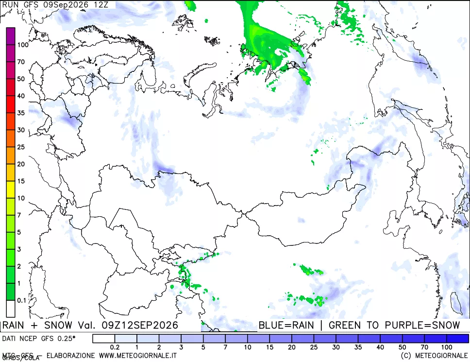 mappa Precipitazioni totali e nevose