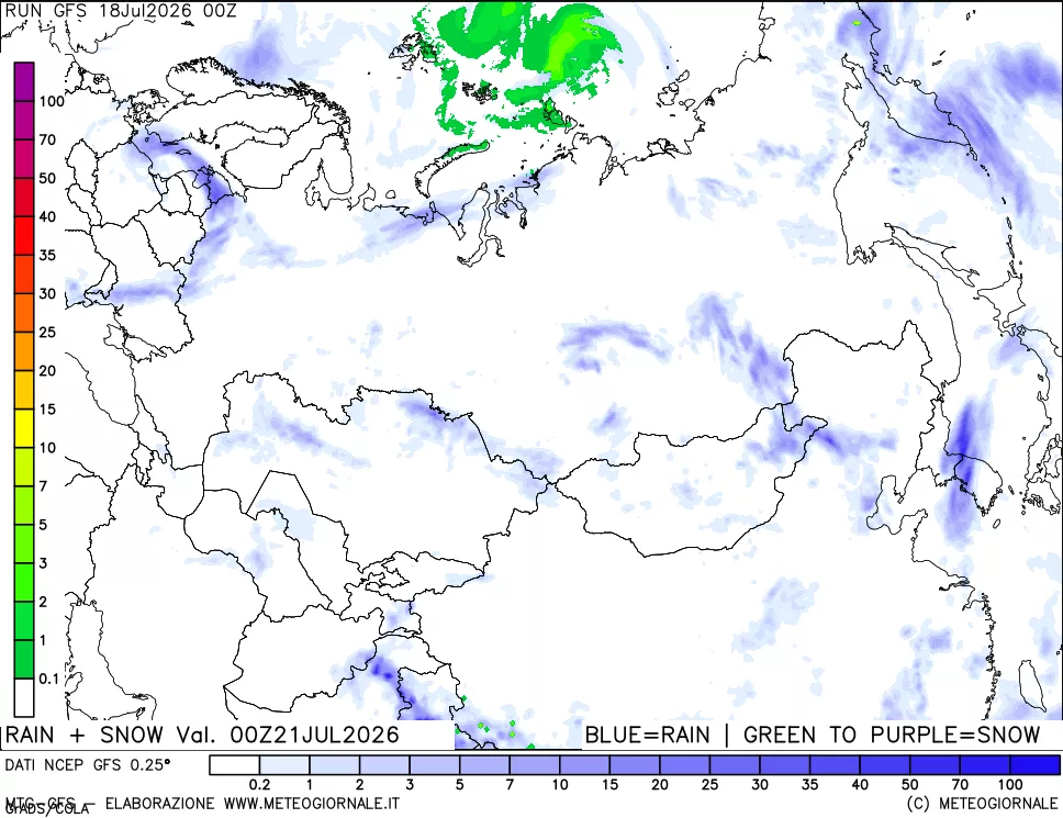 mappa Precipitazioni totali e nevose