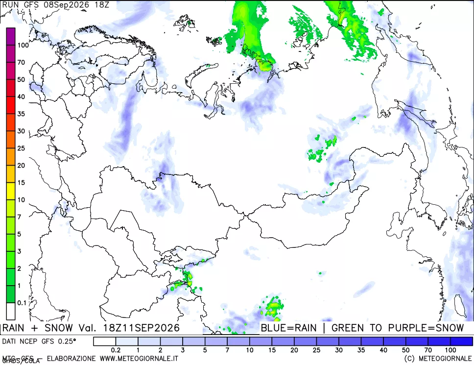 mappa Precipitazioni totali e nevose
