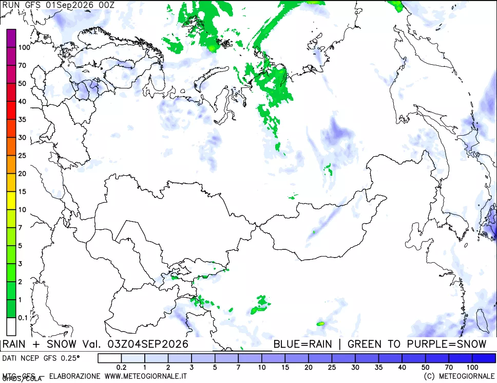 mappa Precipitazioni totali e nevose