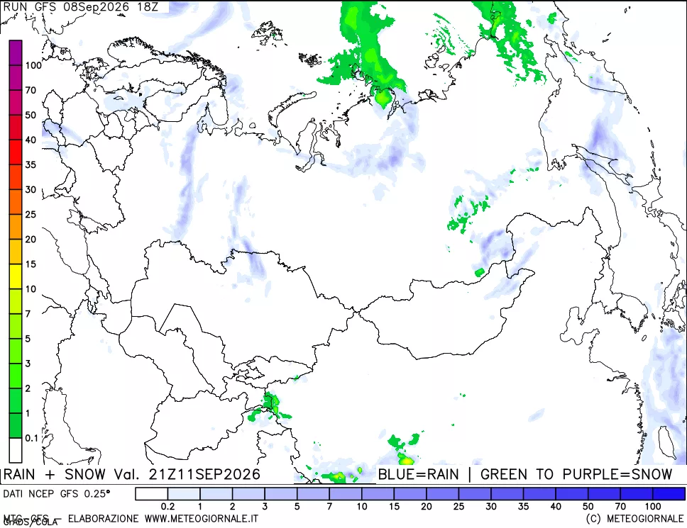 mappa Precipitazioni totali e nevose